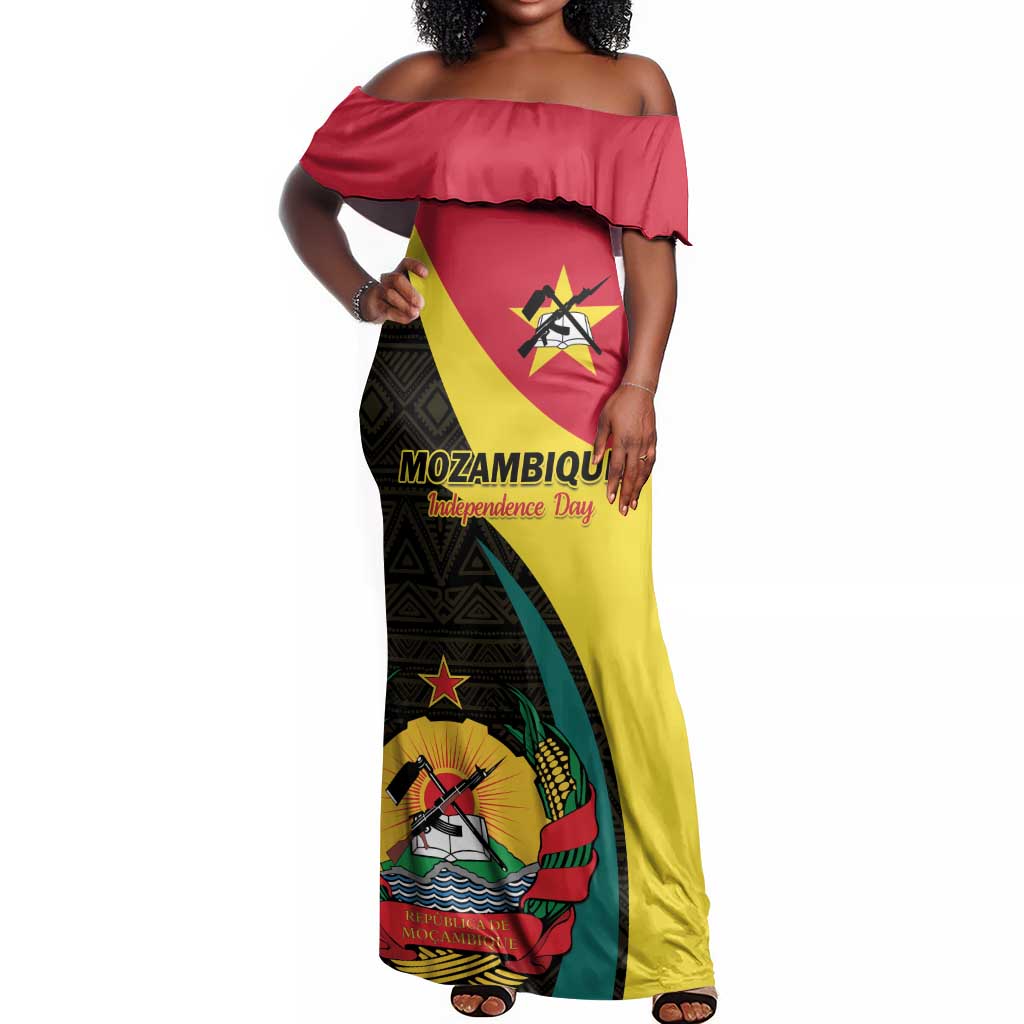 Mozambique Independence Day Off Shoulder Maxi Dress Muzambhiki 1975 Anniversary