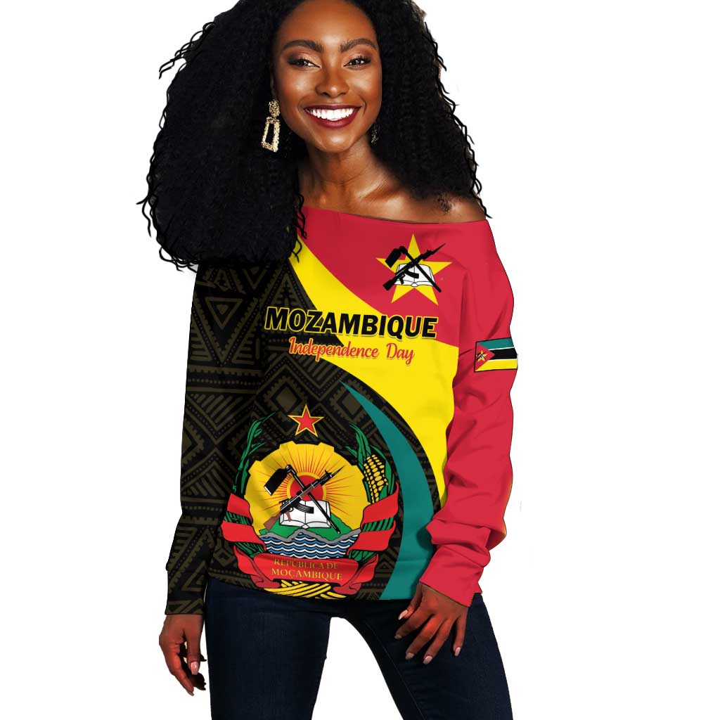 Mozambique Independence Day Off Shoulder Sweater Muzambhiki 1975 Anniversary