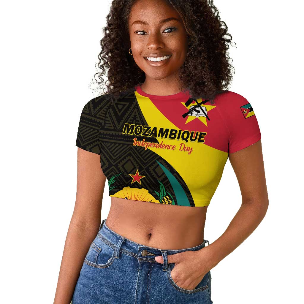 Mozambique Independence Day Raglan Cropped T shirt Muzambhiki 1975 Anniversary