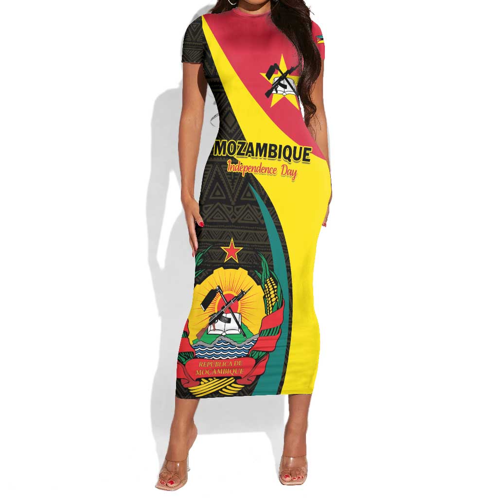 Mozambique Independence Day Short Sleeve Bodycon Dress Muzambhiki 1975 Anniversary LT01