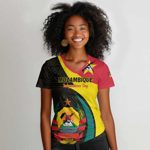 Mozambique Independence Day Women V-Neck T-Shirt Muzambhiki 1975 Anniversary