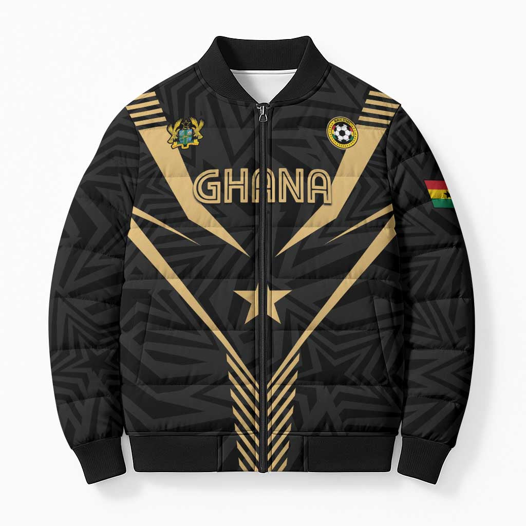 Custom Football 2026 Ghana Bomber Puffer Jacket Black Stars Rise