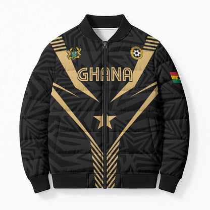 Custom Football 2026 Ghana Bomber Puffer Jacket Black Stars Rise