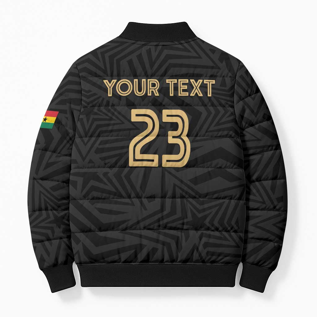 Custom Football 2026 Ghana Bomber Puffer Jacket Black Stars Rise
