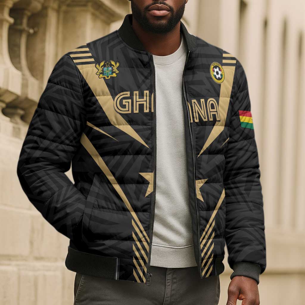Custom Football 2026 Ghana Bomber Puffer Jacket Black Stars Rise