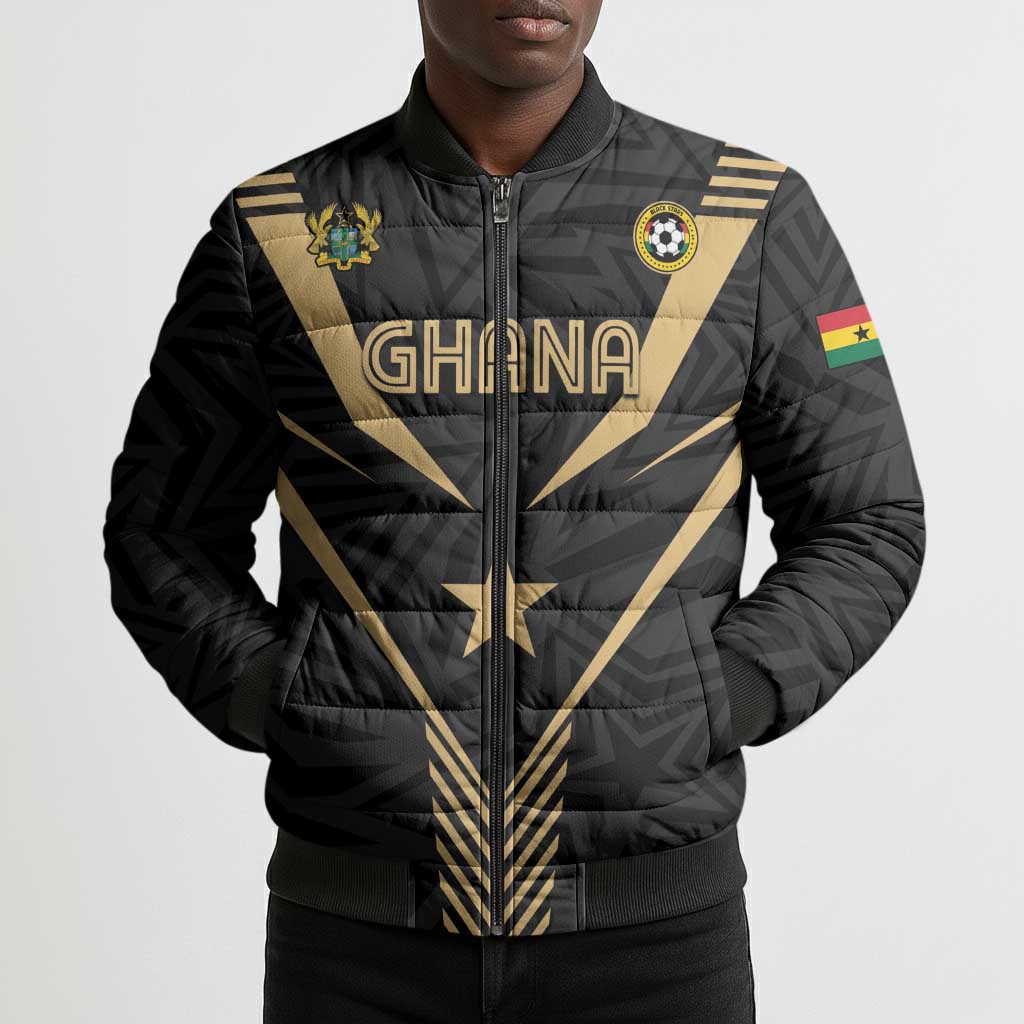 Custom Football 2026 Ghana Bomber Puffer Jacket Black Stars Rise
