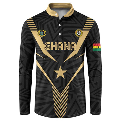 Custom Football 2026 Ghana Button Sweatshirt Black Stars Rise