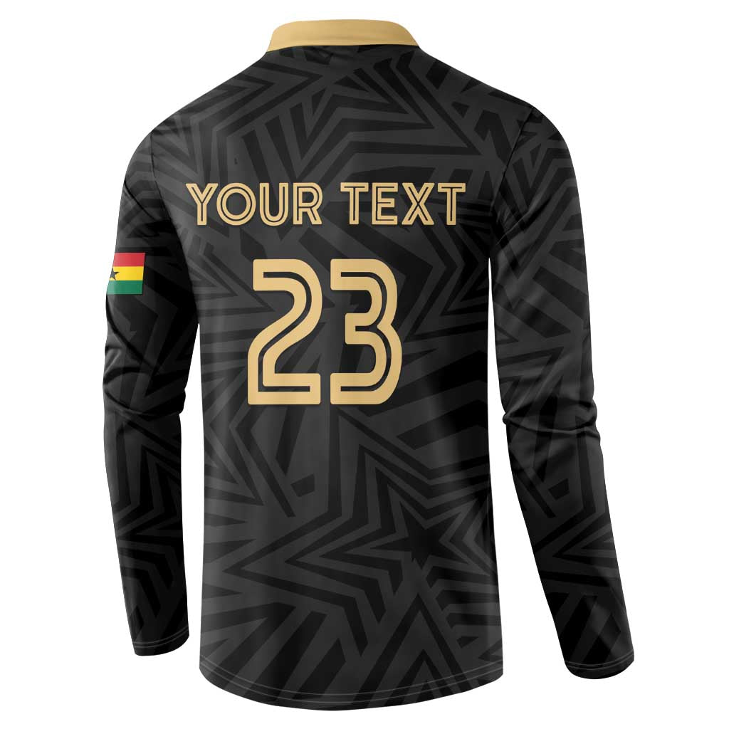 Custom Football 2026 Ghana Button Sweatshirt Black Stars Rise