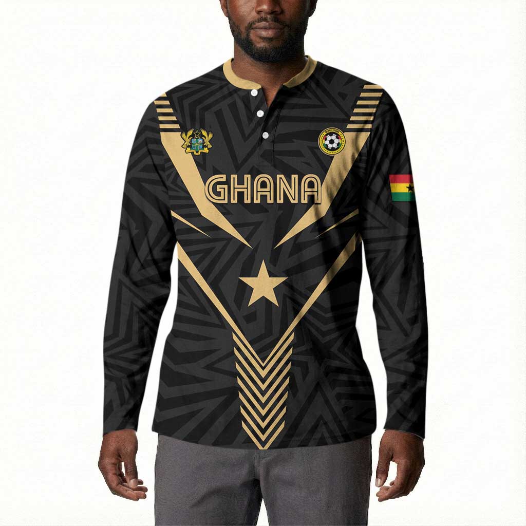 Custom Football 2026 Ghana Button Sweatshirt Black Stars Rise