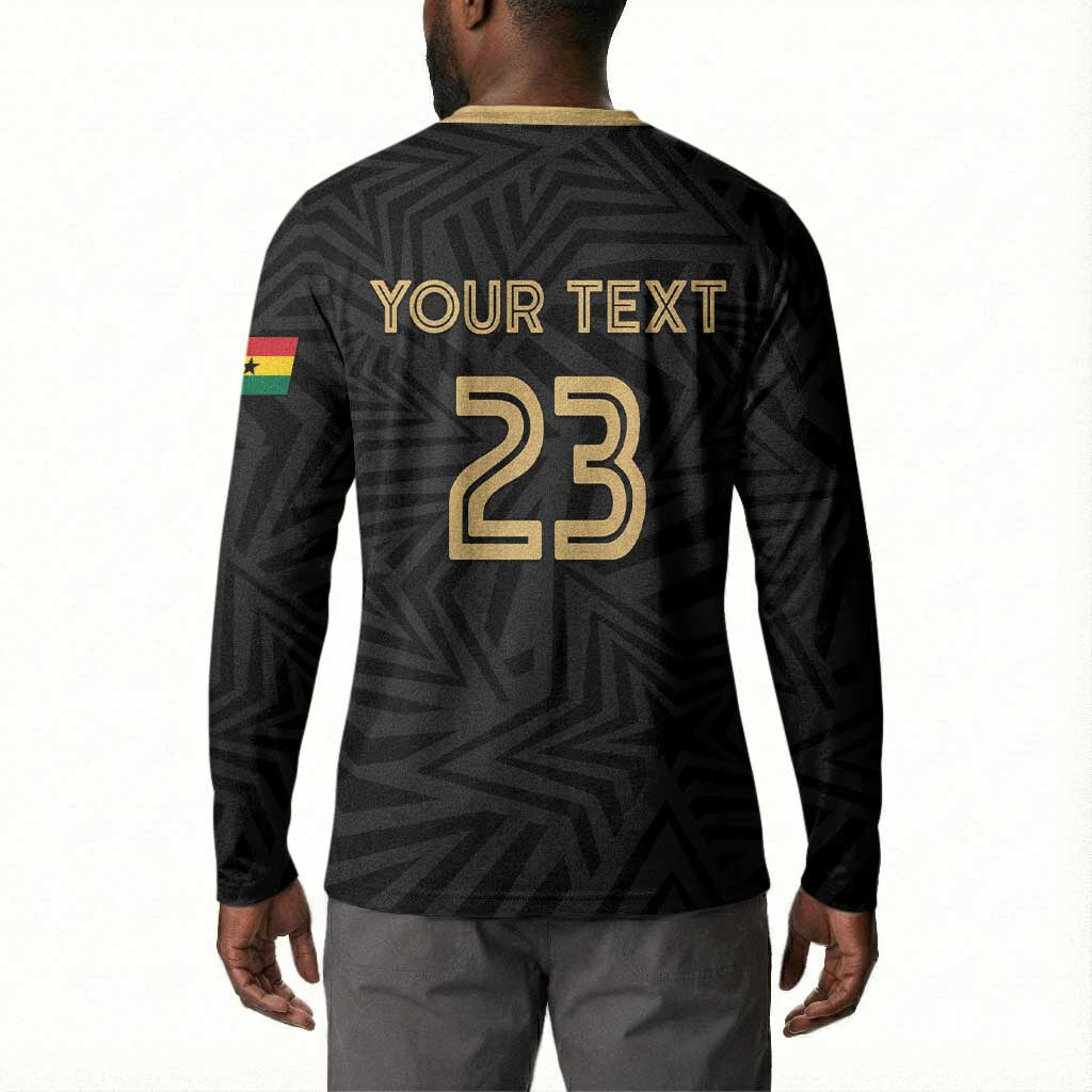 Custom Football 2026 Ghana Button Sweatshirt Black Stars Rise
