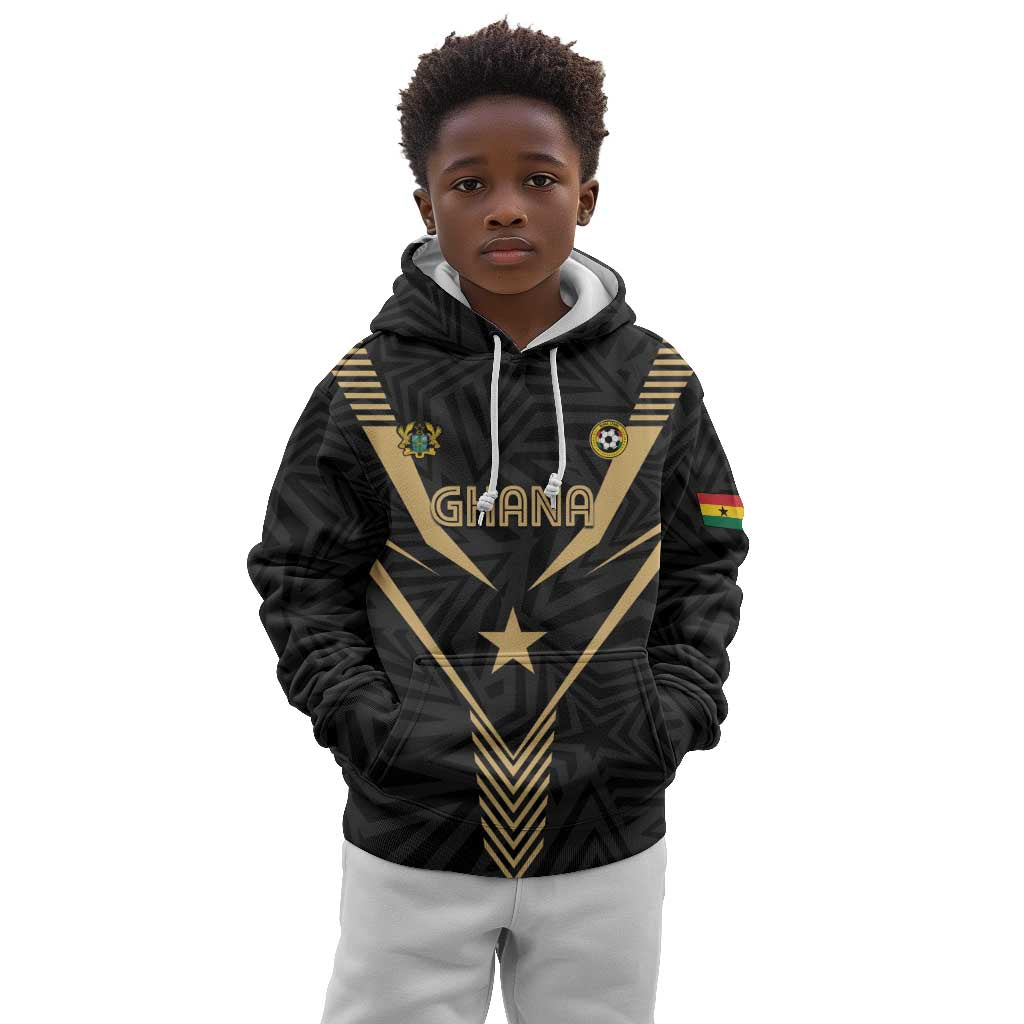 Custom Football 2026 Ghana Kid Hoodie Black Stars Rise