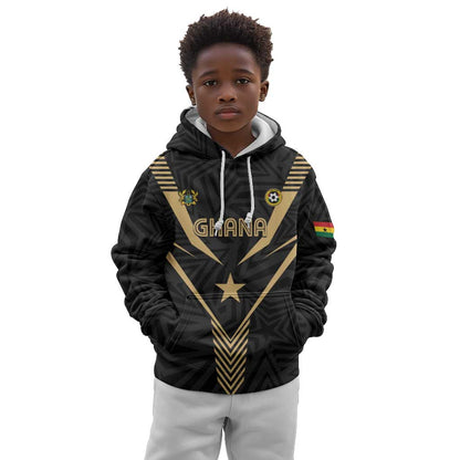 Custom Football 2026 Ghana Kid Hoodie Black Stars Rise