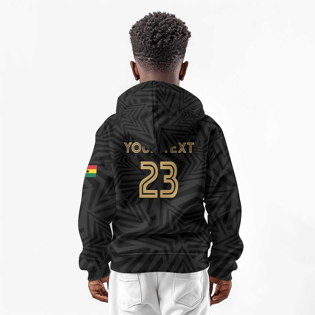 Custom Football 2026 Ghana Kid Hoodie Black Stars Rise