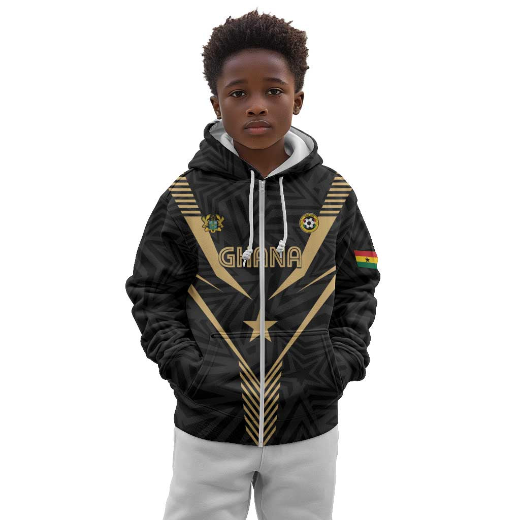 Custom Football 2026 Ghana Kid Hoodie Black Stars Rise