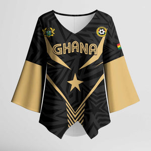 Custom Football 2026 Ghana Kimono Sleeve Blouse Black Stars Rise