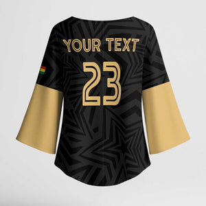 Custom Football 2026 Ghana Kimono Sleeve Blouse Black Stars Rise