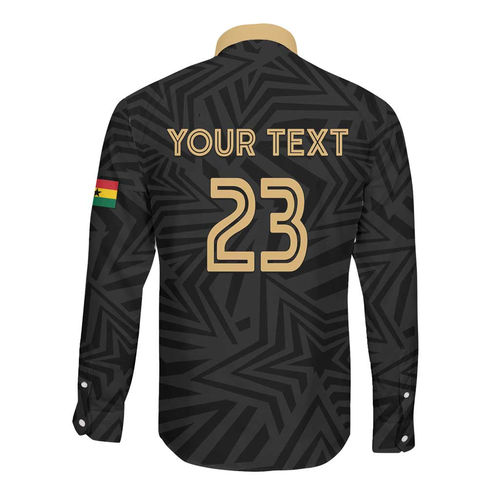Custom Football 2026 Ghana Long Sleeve Button Shirt Black Stars Rise