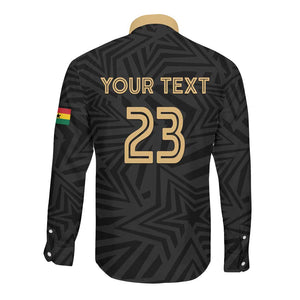 Custom Football 2026 Ghana Long Sleeve Button Shirt Black Stars Rise