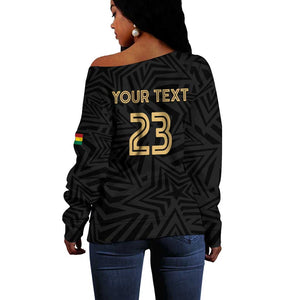 Custom Football 2026 Ghana Off Shoulder Sweater Black Stars Rise