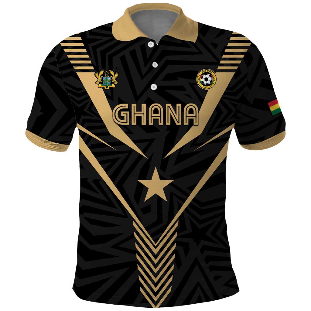 Custom Football 2026 Ghana Polo Shirt Black Stars Rise
