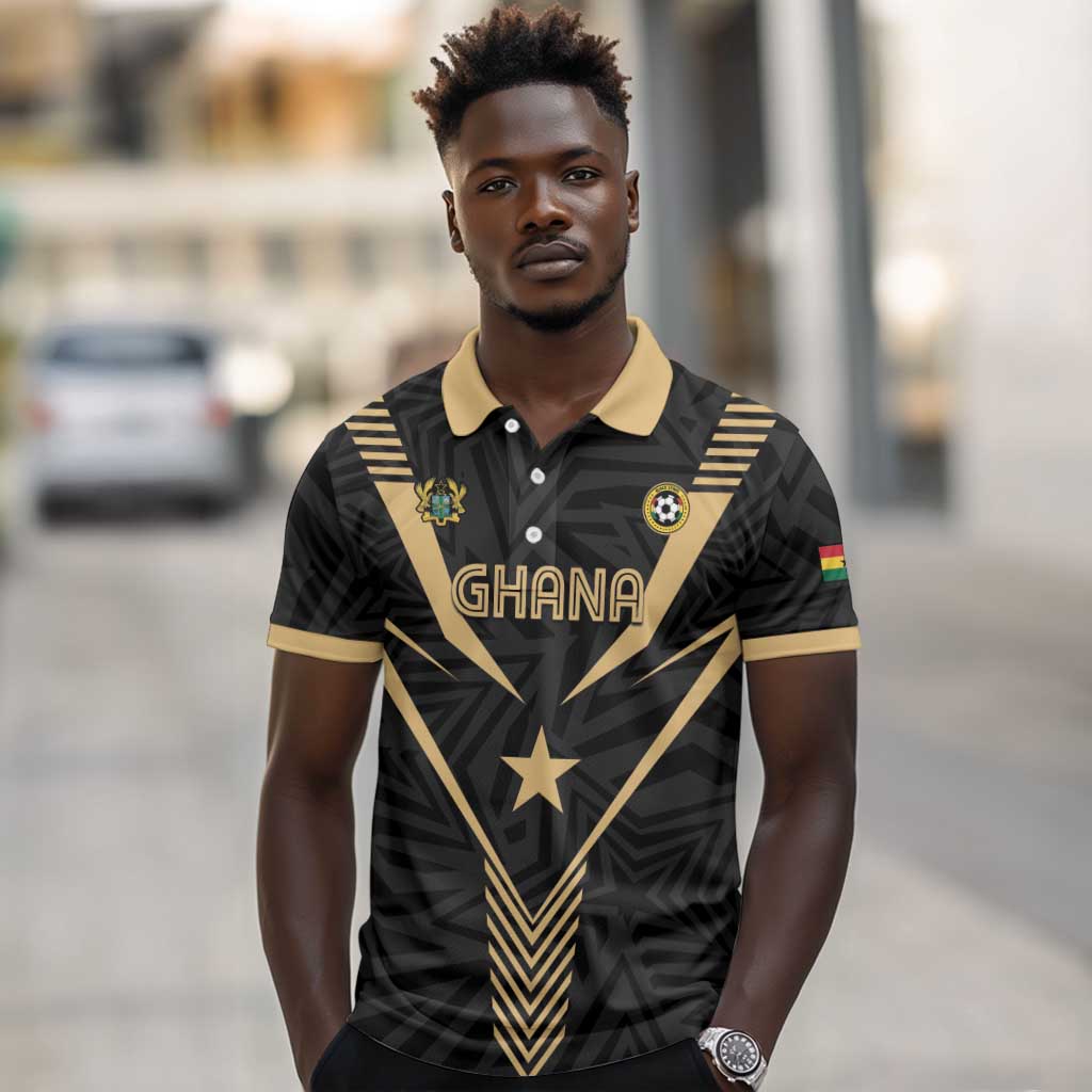 Custom Football 2026 Ghana Polo Shirt Black Stars Rise