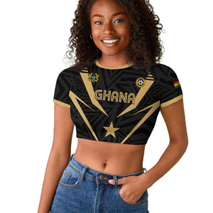 Custom Football 2026 Ghana Raglan Cropped T shirt Black Stars Rise