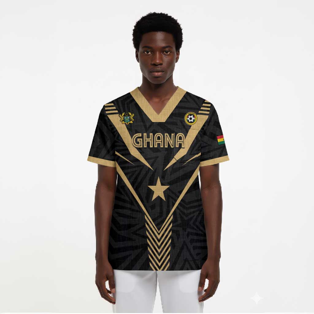 Custom Football 2026 Ghana Scrub Top Black Stars Rise