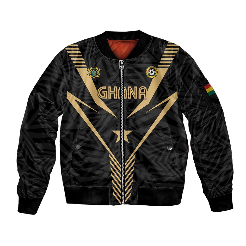 Custom Football 2026 Ghana Sleeve Zip Bomber Jacket Black Stars Rise