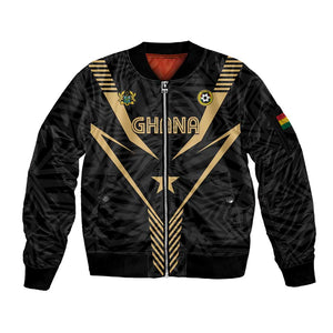 Custom Football 2026 Ghana Sleeve Zip Bomber Jacket Black Stars Rise