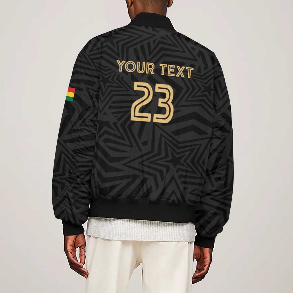 Custom Football 2026 Ghana Sleeve Zip Bomber Jacket Black Stars Rise