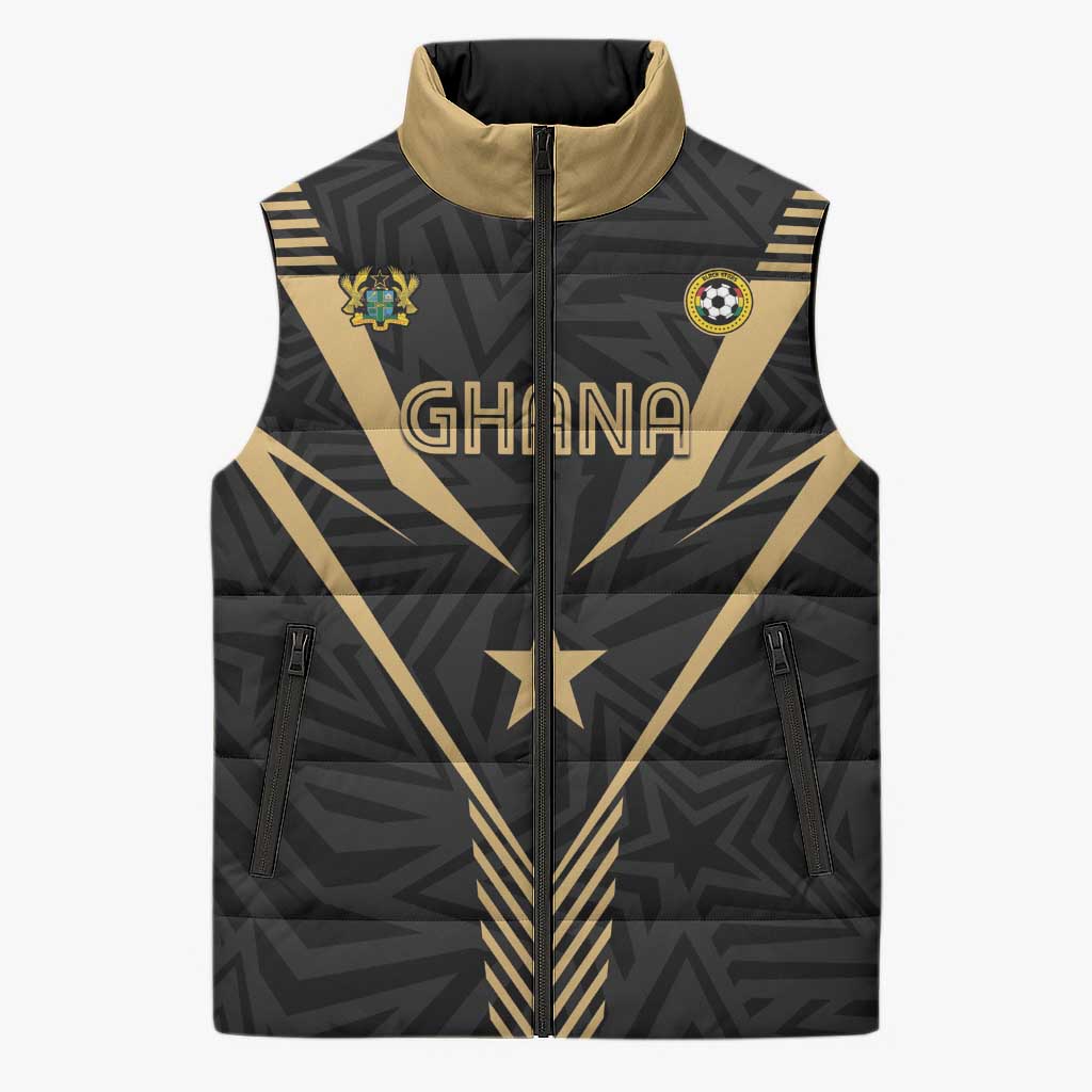 Custom Football 2026 Ghana Sleeveless Puffer Jacket Black Stars Rise