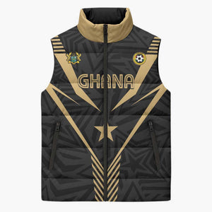 Custom Football 2026 Ghana Sleeveless Puffer Jacket Black Stars Rise