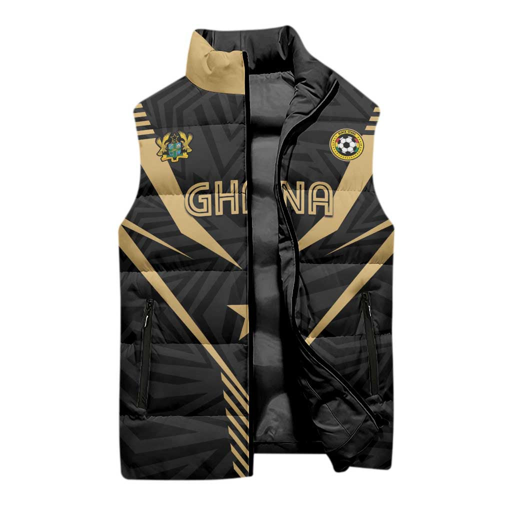 Custom Football 2026 Ghana Sleeveless Puffer Jacket Black Stars Rise