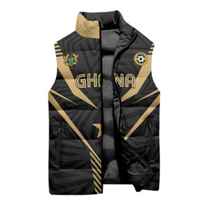 Custom Football 2026 Ghana Sleeveless Puffer Jacket Black Stars Rise