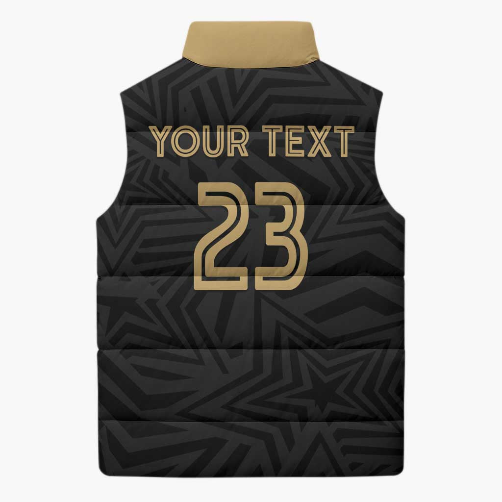 Custom Football 2026 Ghana Sleeveless Puffer Jacket Black Stars Rise