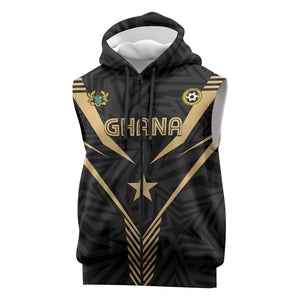 Custom Football 2026 Ghana Sleeveless Zip Hoodie Black Stars Rise