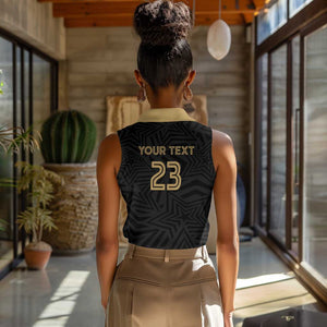 Custom Football 2026 Ghana Women Sleeveless Polo Shirt Black Stars Rise