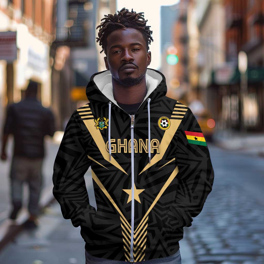 Custom Football 2026 Ghana Zip Hoodie Black Stars Rise