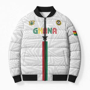 Custom Football 2026 Ghana Bomber Puffer Jacket Black Stars Go Glory