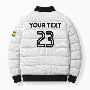 Custom Football 2026 Ghana Bomber Puffer Jacket Black Stars Go Glory