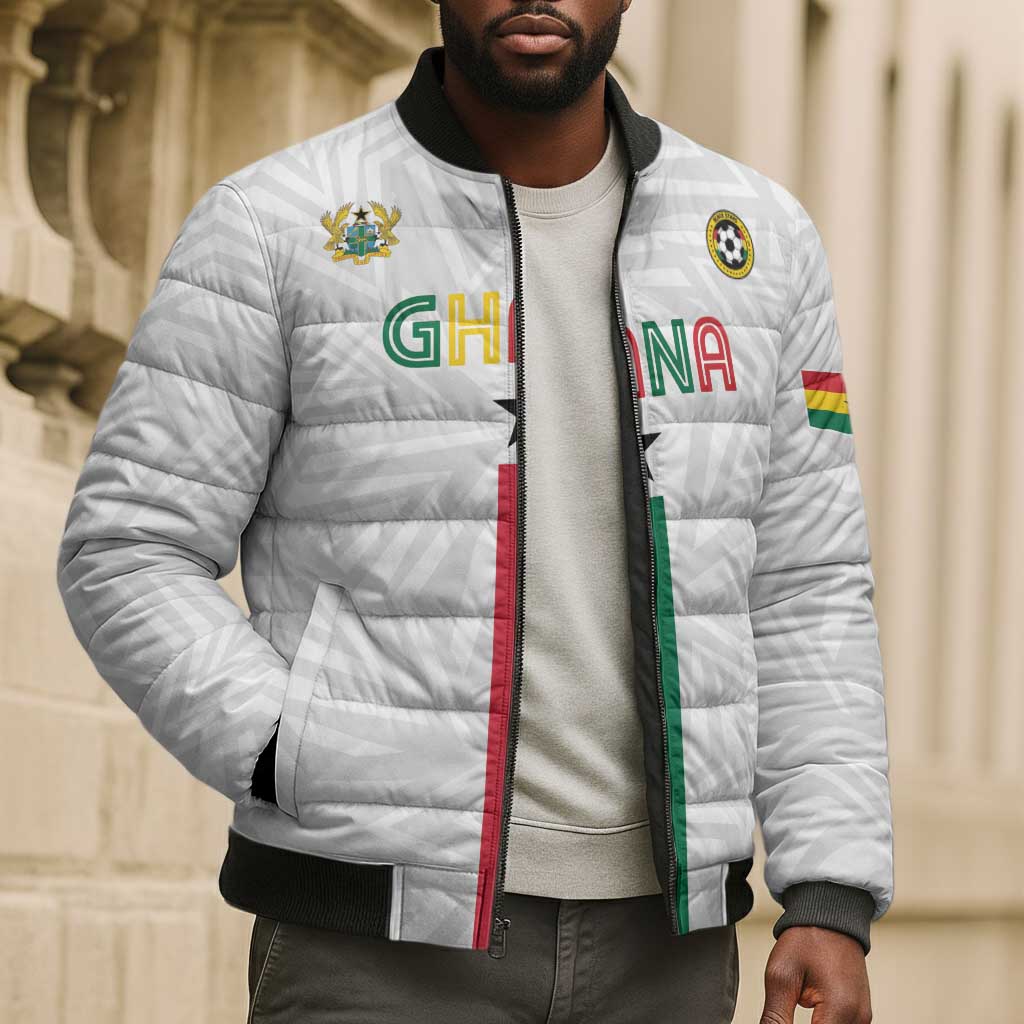 Custom Football 2026 Ghana Bomber Puffer Jacket Black Stars Go Glory