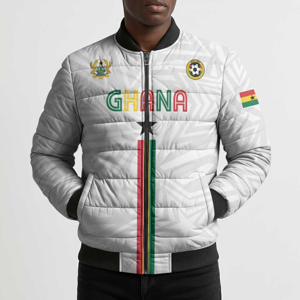 Custom Football 2026 Ghana Bomber Puffer Jacket Black Stars Go Glory