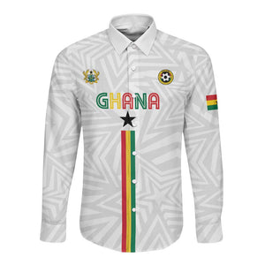 Custom Football 2026 Ghana Long Sleeve Button Shirt Black Stars Go Glory