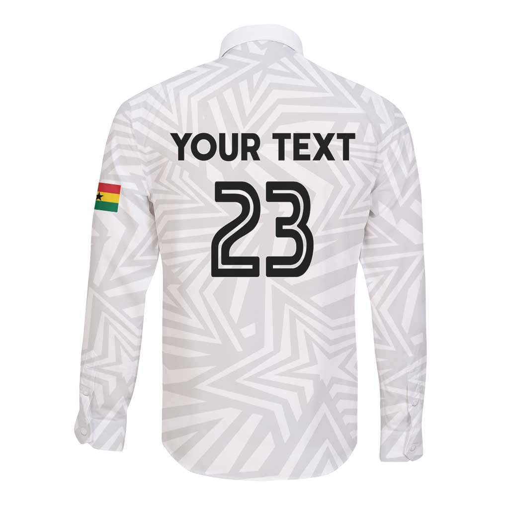 Custom Football 2026 Ghana Long Sleeve Button Shirt Black Stars Go Glory