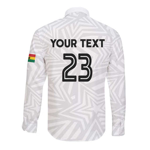 Custom Football 2026 Ghana Long Sleeve Button Shirt Black Stars Go Glory