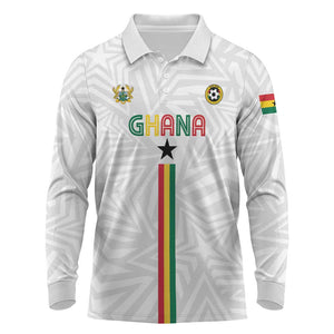 Custom Football 2026 Ghana Long Sleeve Polo Shirt Black Stars Go Glory