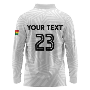 Custom Football 2026 Ghana Long Sleeve Polo Shirt Black Stars Go Glory