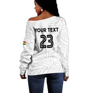 Custom Football 2026 Ghana Off Shoulder Sweater Black Stars Go Glory