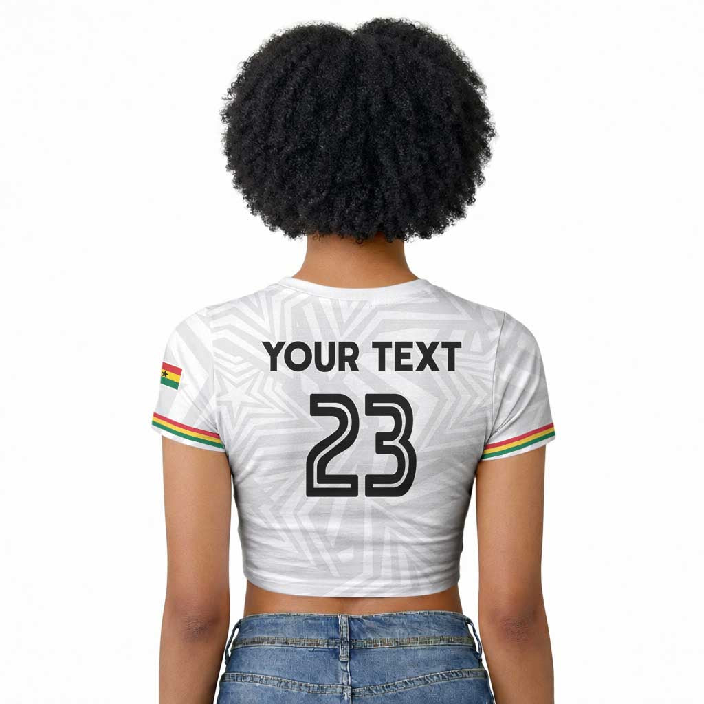 Custom Football 2026 Ghana Raglan Cropped T shirt Black Stars Go Glory