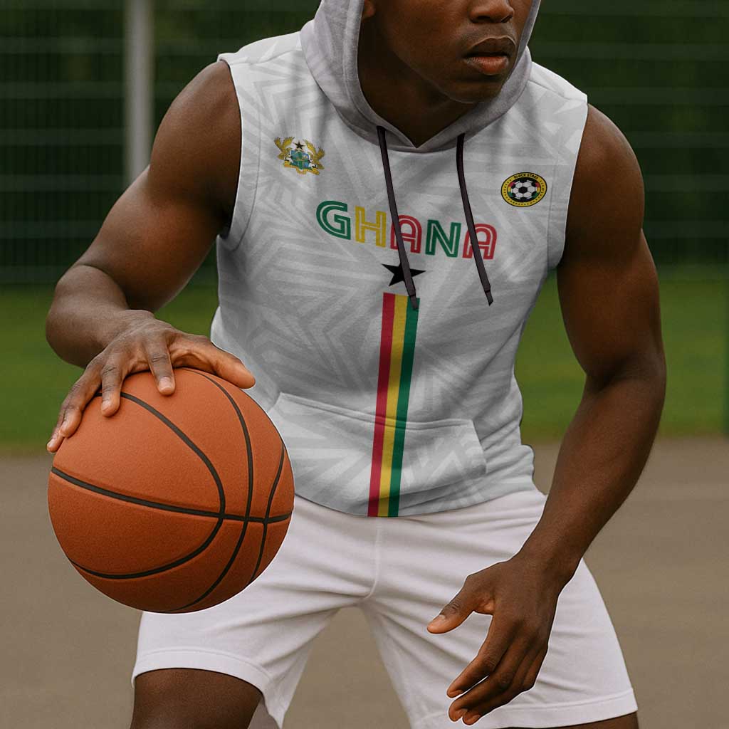 Custom Football 2026 Ghana Sleeveless Hoodie Black Stars Go Glory